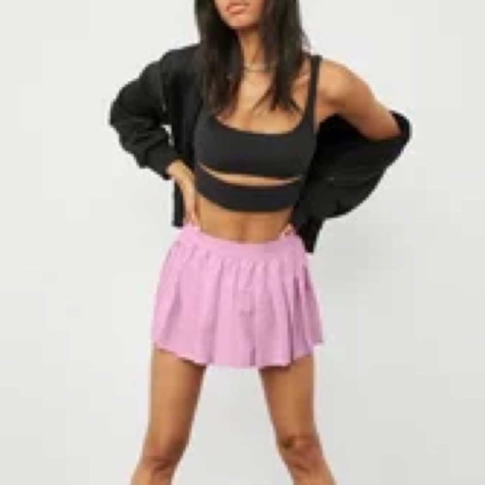 NWT Alo Varsity Tennis Skirt Pink Lavender size XS built in shorts with pocket